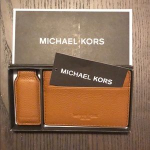 Michael Kors Leather Card Case with Money Clip